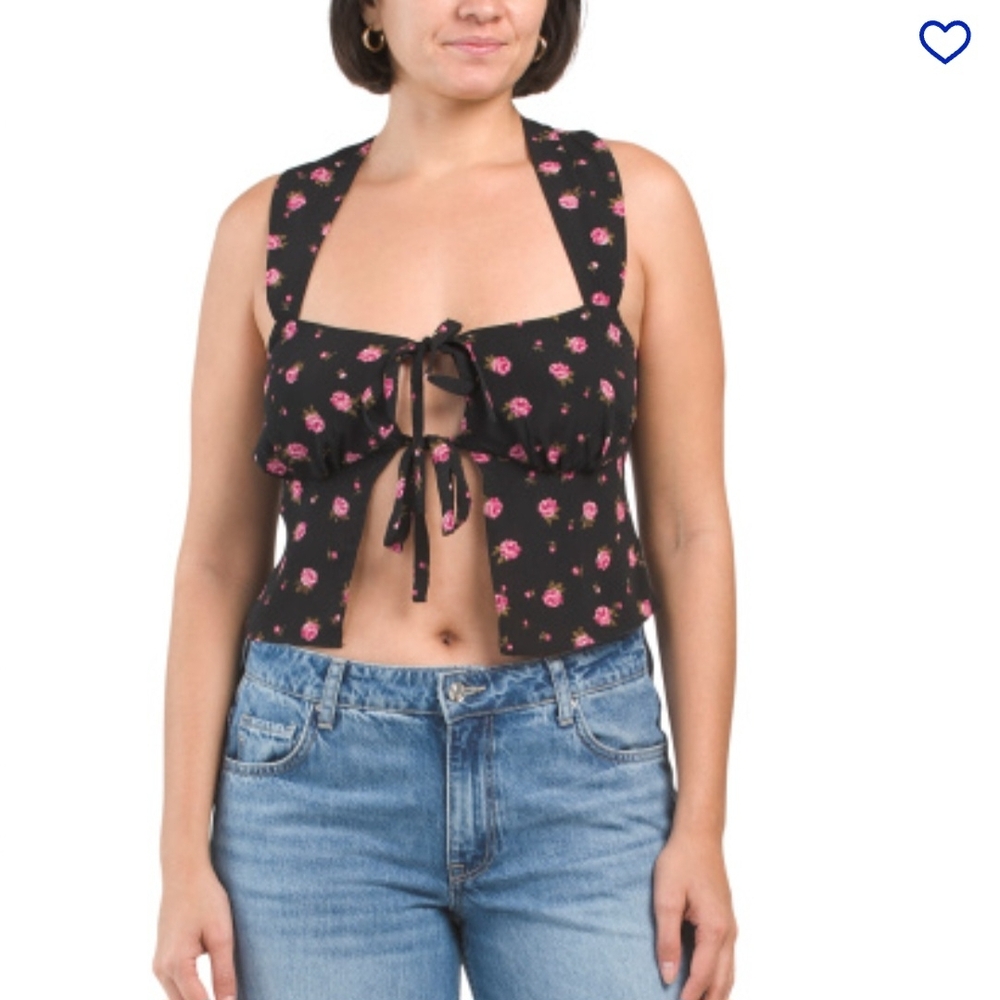 Le Lis Front Tie Wide Strap Top NWT Medium